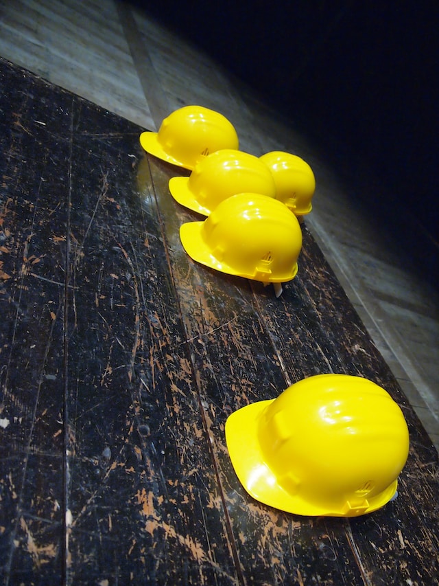 yellow helmets for construction work